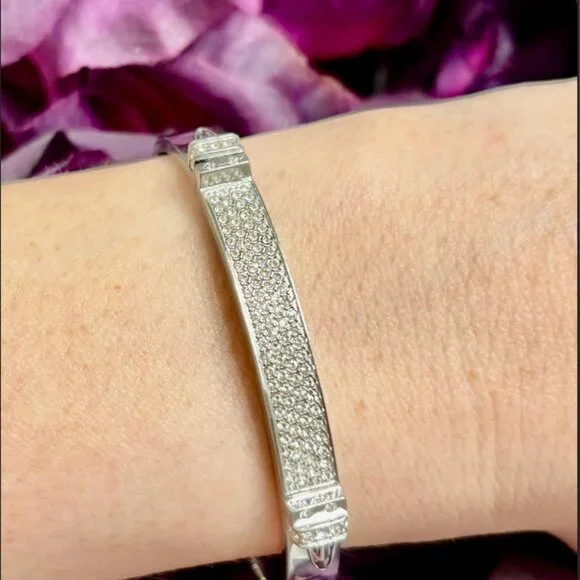 Sterling Silver Swarovski Pave Crystal Bangle - Picture 5 of 6